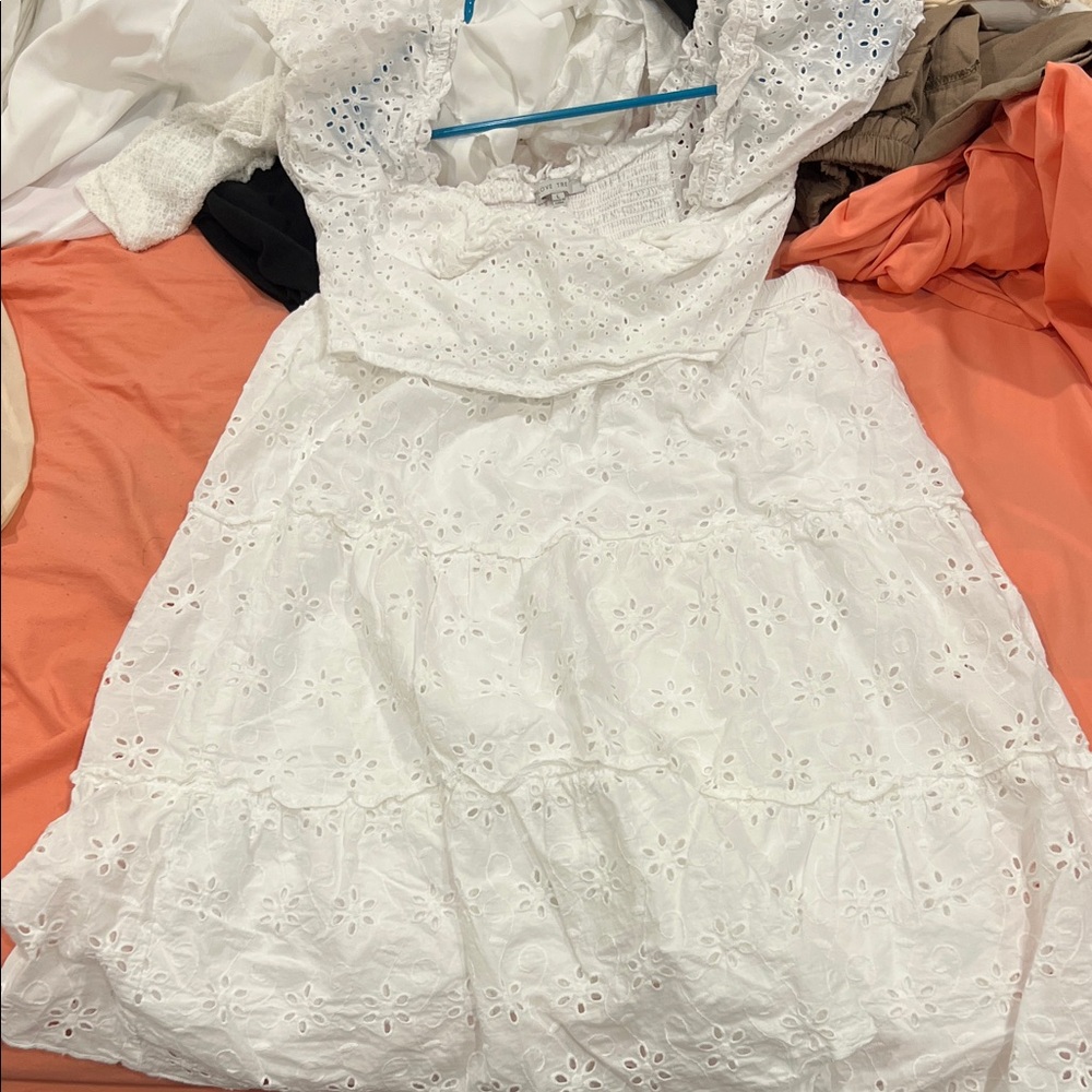 White top with long skirt